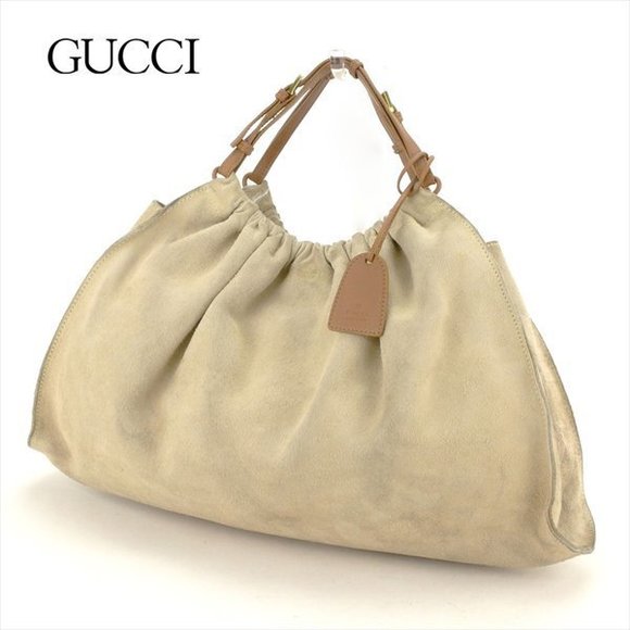 Gucci suede tote bag handbag leather beige brown - Picture 1 of 6